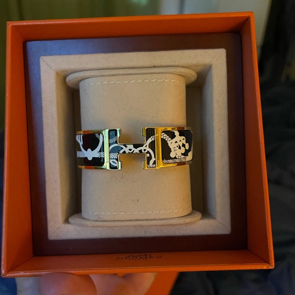 Hermes clic clac. First run enamel H black white equestrian print Great shape. - Picture 8 of 9